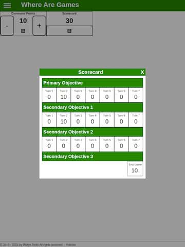 Portrait view with a Calc Counter with Receipt and Scorecard widgets. Displays the view of the scorecard tracker